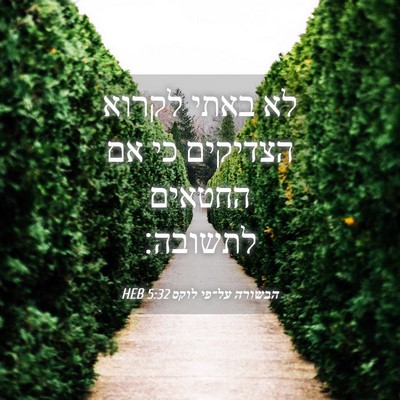 Picture 04 - הבשורה על־פי לוקס 5:32 HEB - לא באתי לקרוא הצדיקים כי אם - Bible Verse Picture