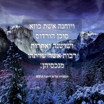 Picture 04 - הבשורה על־פי לוקס 8:3 HEB - ויוחנה אשת כוזא סוכן - Bible Verse Picture