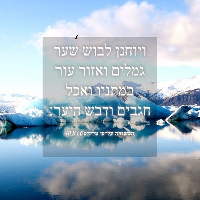 Picture 04 - הבשורה על־פי מרקוס 1:6 HEB - ויוחנן לבוש שער גמלים - Bible Verse Picture