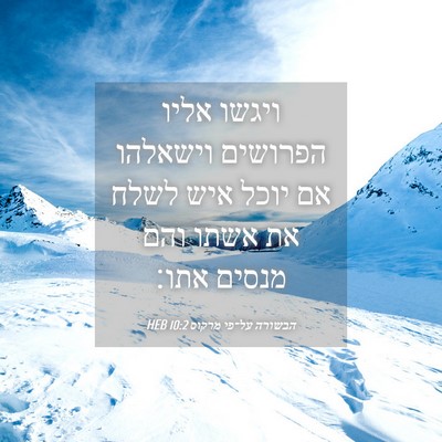 Picture 04 - הבשורה על־פי מרקוס 10:2 HEB - ויגשו אליו הפרושים וישאלהו - Bible Verse Picture