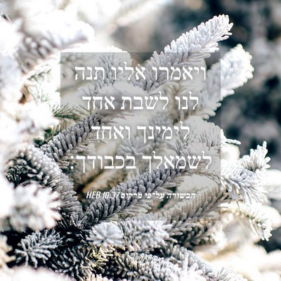 Picture 04 - הבשורה על־פי מרקוס 10:37 HEB - ויאמרו אליו תנה לנו לשבת - Bible Verse Picture