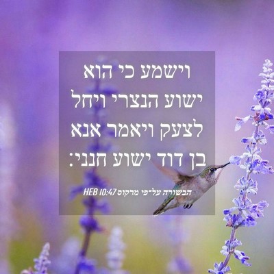Picture 04 - הבשורה על־פי מרקוס 10:47 HEB - וישמע כי הוא ישוע הנצרי - Bible Verse Picture