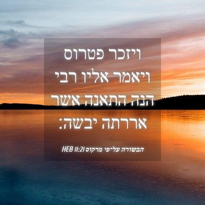 Picture 04 - הבשורה על־פי מרקוס 11:21 HEB - ויזכר פטרוס ויאמר אליו רבי - Bible Verse Picture