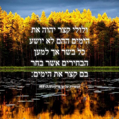 Picture 04 - הבשורה על־פי מרקוס 13:20 HEB - ולולי קצר יהוה את הימים ההם - Bible Verse Picture