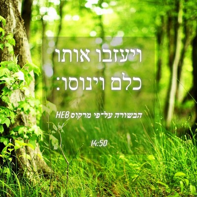 Picture 04 - הבשורה על־פי מרקוס 14:50 HEB - ויעזבו אותו כלם - Bible Verse Picture