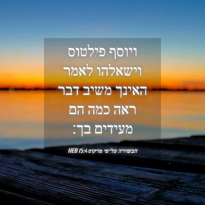 Picture 04 - הבשורה על־פי מרקוס 15:4 HEB - ויוסף פילטוס וישאלהו לאמר - Bible Verse Picture