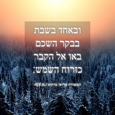 Picture 04 - הבשורה על־פי מרקוס 16:2 HEB - ובאחד בשבת בבקר השכם באו אל - Bible Verse Picture