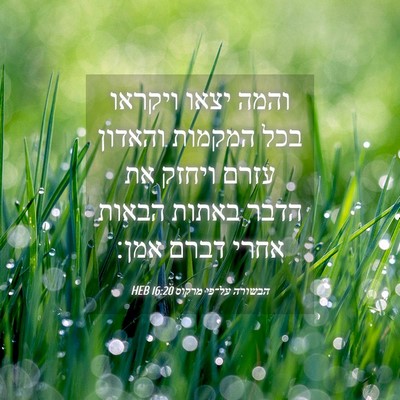 Picture 04 - הבשורה על־פי מרקוס 16:20 HEB - והמה יצאו ויקראו בכל - Bible Verse Picture