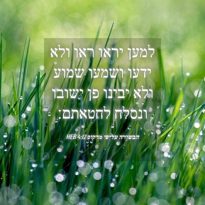 Picture 04 - הבשורה על־פי מרקוס 4:12 HEB - למען יראו ראו ולא ידעו - Bible Verse Picture