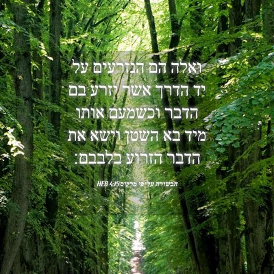 Picture 04 - הבשורה על־פי מרקוס 4:15 HEB - ואלה הם הנזרעים על יד הדרך - Bible Verse Picture