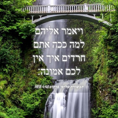 Picture 04 - הבשורה על־פי מרקוס 4:40 HEB - ויאמר אליהם למה ככה אתם - Bible Verse Picture