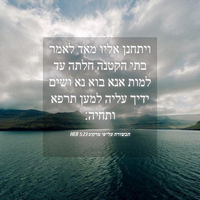 Picture 04 - הבשורה על־פי מרקוס 5:23 HEB - ויתחנן אליו מאד לאמר בתי - Bible Verse Picture