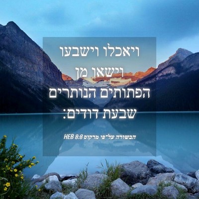 Picture 04 - הבשורה על־פי מרקוס 8:8 HEB - ויאכלו וישבעו וישאו מן - Bible Verse Picture