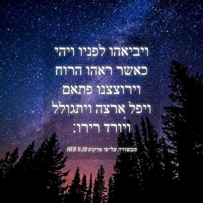 Picture 04 - הבשורה על־פי מרקוס 9:20 HEB - ויביאהו לפניו ויהי כאשר - Bible Verse Picture