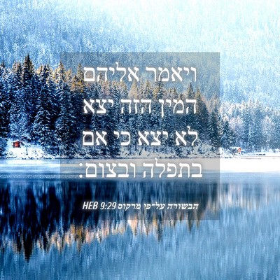 Picture 04 - הבשורה על־פי מרקוס 9:29 HEB - ויאמר אליהם המין הזה יצא לא - Bible Verse Picture