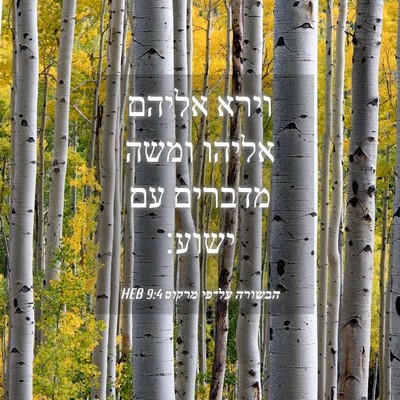 Picture 04 - הבשורה על־פי מרקוס 9:4 HEB - וירא אליהם אליהו ומשה - Bible Verse Picture