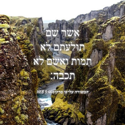 Picture 04 - הבשורה על־פי מרקוס 9:44 HEB - אשר שם תולעתם לא תמות ואשם - Bible Verse Picture