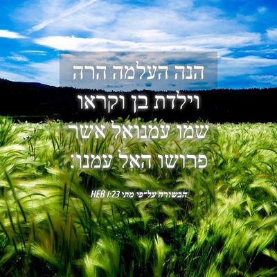 Picture 04 - הבשורה על־פי מתי 1:23 HEB - הנה העלמה הרה וילדת בן - Bible Verse Picture