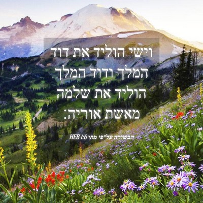 Picture 04 - הבשורה על־פי מתי 1:6 HEB - וישי הוליד את דוד המלך ודוד - Bible Verse Picture