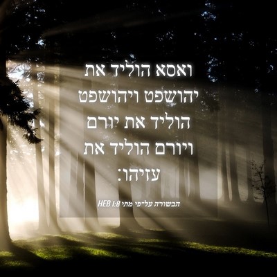 Picture 04 - הבשורה על־פי מתי 1:8 HEB - ואסא הוליד את יהושפט - Bible Verse Picture