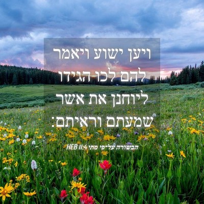 Picture 04 - הבשורה על־פי מתי 11:4 HEB - ויען ישוע ויאמר להם לכו - Bible Verse Picture