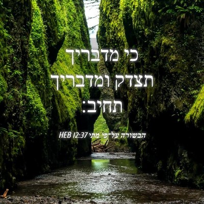 Picture 04 - הבשורה על־פי מתי 12:37 HEB - כי מדבריך תצדק ומדבריך - Bible Verse Picture