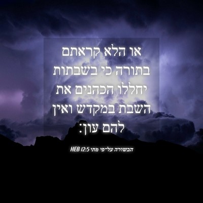 Picture 04 - הבשורה על־פי מתי 12:5 HEB - או הלא קראתם בתורה כי - Bible Verse Picture