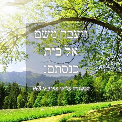 Picture 04 - הבשורה על־פי מתי 12:9 HEB - ויעבר משם אל בית - Bible Verse Picture