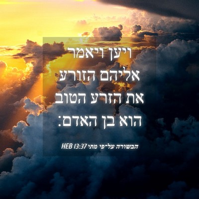 Picture 04 - הבשורה על־פי מתי 13:37 HEB - ויען ויאמר אליהם הזורע את - Bible Verse Picture