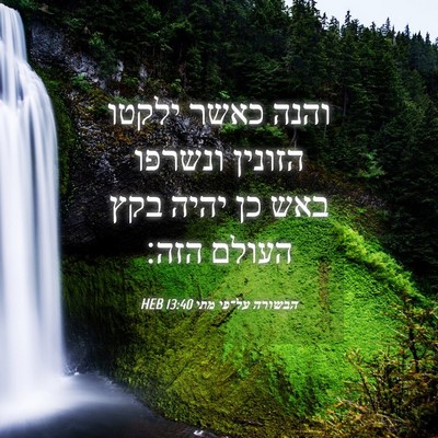 Picture 04 - הבשורה על־פי מתי 13:40 HEB - והנה כאשר ילקטו הזונין - Bible Verse Picture