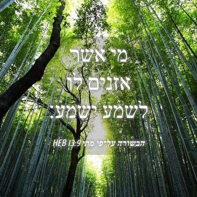 Picture 04 - הבשורה על־פי מתי 13:9 HEB - מי אשר אזנים לו לשמע - Bible Verse Picture