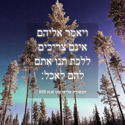 Picture 04 - הבשורה על־פי מתי 14:16 HEB - ויאמר אליהם אינם צריכים - Bible Verse Picture
