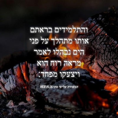 Picture 04 - הבשורה על־פי מתי 14:26 HEB - והתלמידים בראתם אותו מתהלך - Bible Verse Picture