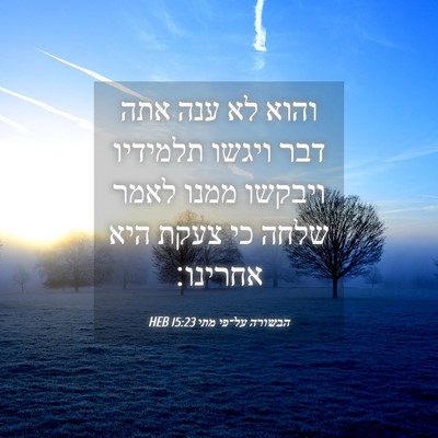 Picture 04 - הבשורה על־פי מתי 15:23 HEB - והוא לא ענה אתה דבר ויגשו - Bible Verse Picture