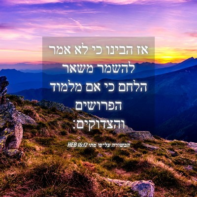 Picture 04 - הבשורה על־פי מתי 16:12 HEB - אז הבינו כי לא אמר להשמר - Bible Verse Picture