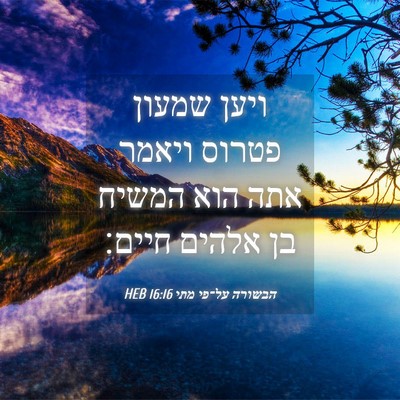 Picture 04 - הבשורה על־פי מתי 16:16 HEB - ויען שמעון פטרוס ויאמר אתה - Bible Verse Picture