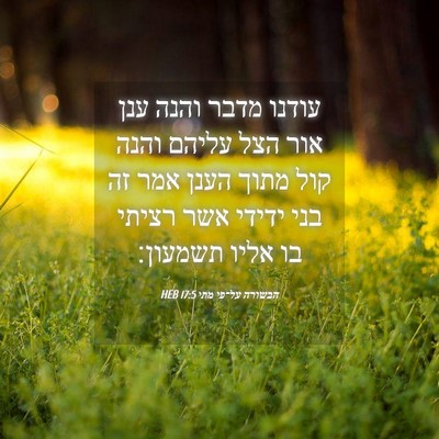 Picture 04 - הבשורה על־פי מתי 17:5 HEB - עודנו מדבר והנה ענן אור הצל - Bible Verse Picture