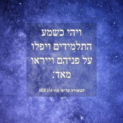Picture 04 - הבשורה על־פי מתי 17:6 HEB - ויהי כשמע התלמידים ויפלו - Bible Verse Picture