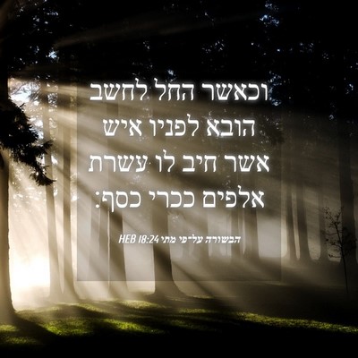 Picture 04 - הבשורה על־פי מתי 18:24 HEB - וכאשר החל לחשב הובא לפניו - Bible Verse Picture