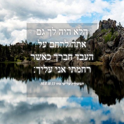Picture 04 - הבשורה על־פי מתי 18:33 HEB - הלא היה לך גם אתה לרחם על - Bible Verse Picture
