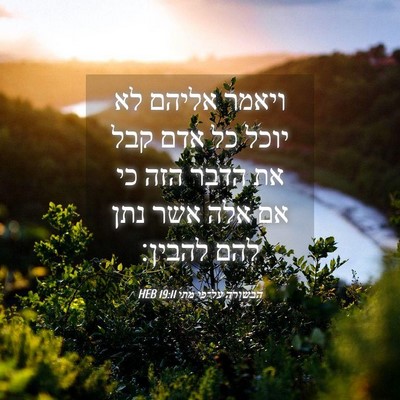 Picture 04 - הבשורה על־פי מתי 19:11 HEB - ויאמר אליהם לא יוכל כל אדם - Bible Verse Picture