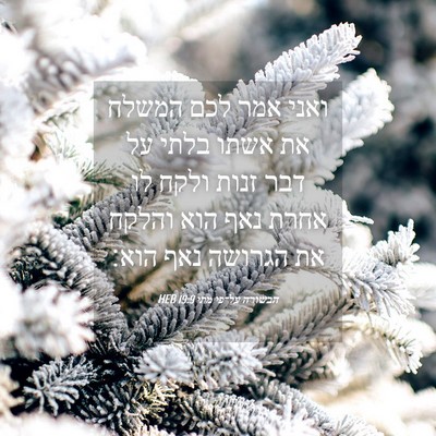 Picture 04 - הבשורה על־פי מתי 19:9 HEB - ואני אמר לכם המשלח את אשתו - Bible Verse Picture
