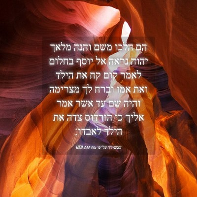 Picture 04 - הבשורה על־פי מתי 2:13 HEB - הם הלכו משם והנה מלאך יהוה - Bible Verse Picture