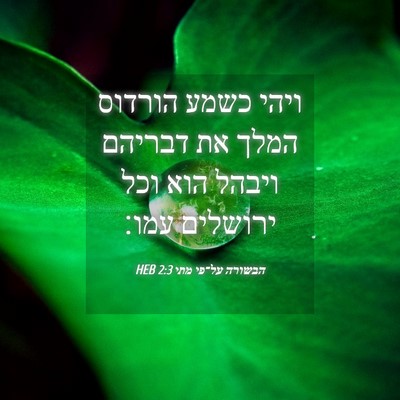Picture 04 - הבשורה על־פי מתי 2:3 HEB - ויהי כשמע הורדוס המלך את - Bible Verse Picture