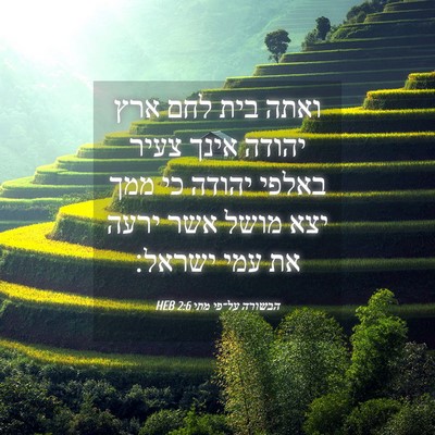 Picture 04 - הבשורה על־פי מתי 2:6 HEB - ואתה בית לחם ארץ יהודה אינך - Bible Verse Picture