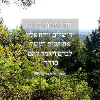 Picture 04 - הבשורה על־פי מתי 20:17 HEB - ויהי כעלות ישוע ירושלים - Bible Verse Picture