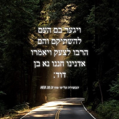 Picture 04 - הבשורה על־פי מתי 20:31 HEB - ויגער בם העם להשתיקם והם - Bible Verse Picture