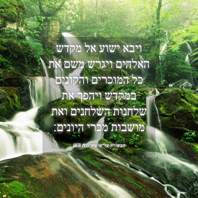 Picture 04 - הבשורה על־פי מתי 21:12 HEB - ויבא ישוע אל מקדש האלהים - Bible Verse Picture
