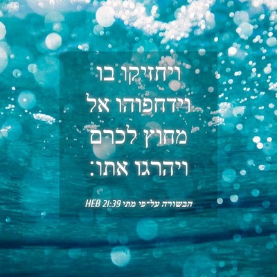 Picture 04 - הבשורה על־פי מתי 21:39 HEB - ויחזיקו בו וידחפוהו אל - Bible Verse Picture