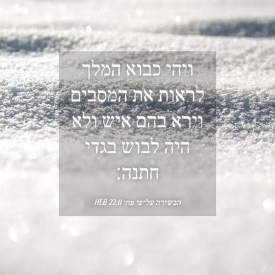 Picture 04 - הבשורה על־פי מתי 22:11 HEB - ויהי כבוא המלך לראות את - Bible Verse Picture